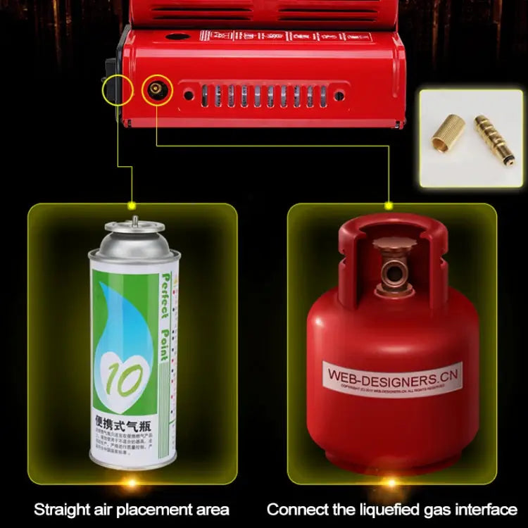 Multifunctional Portable Outdoor Camping Trip Gas Heater Gas Stove Burner Powered by Dual Gas Tank (Not Included)