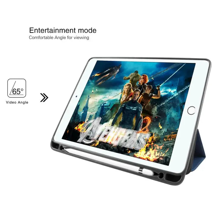 Mutural Exquisite Series Cloth Texture PU + TPU Leather Case for iPad Pro 10.5 inch with 3-Fold Holder & Pen Slot &