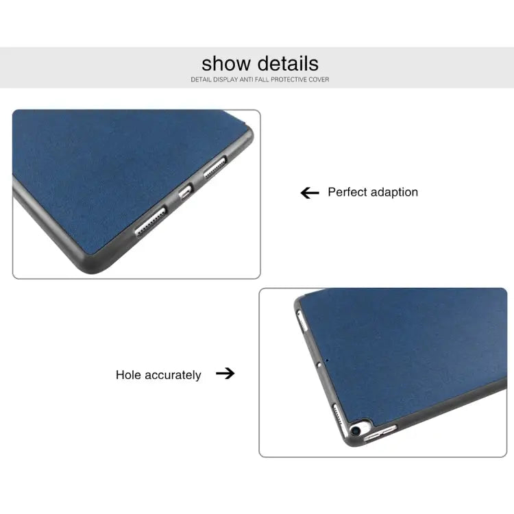Mutural Exquisite Series Cloth Texture PU + TPU Leather Case for iPad Pro 10.5 inch with 3-Fold Holder & Pen Slot &