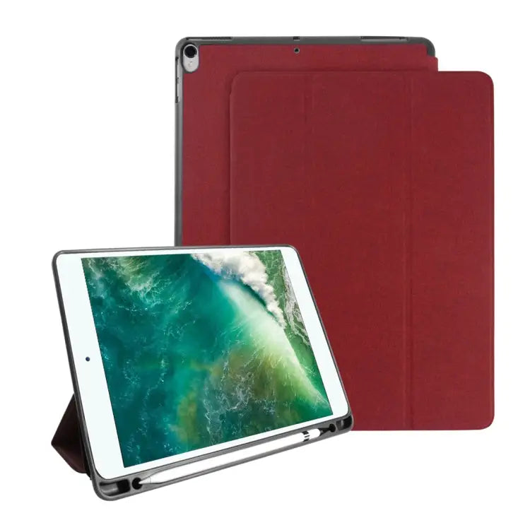 Mutural Exquisite Series Cloth Texture PU + TPU Leather Case for iPad Pro 10.5 inch with 3-Fold Holder & Pen Slot &