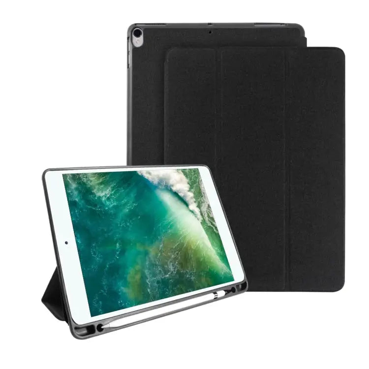 Mutural Exquisite Series Cloth Texture PU + TPU Leather Case for iPad Pro 10.5 inch with 3-Fold Holder & Pen Slot &