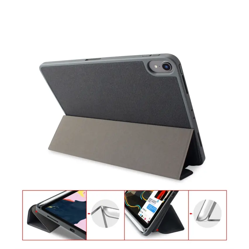 Mutural Exquisite Series Cloth Texture PU + TPU Leather Case for iPad Pro 12.9 inch (2018) with 3-Fold Holder & Pen