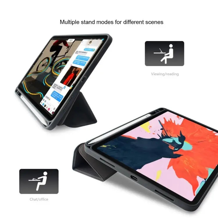 Mutural Exquisite Series Cloth Texture PU + TPU Leather Case with 3-Fold Holder & Pen Slot & Sleep & Wake-up Function