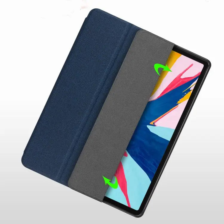 Mutural Exquisite Series Cloth Texture PU + TPU Leather Case with 3-Fold Holder & Pen Slot & Sleep & Wake-up Function