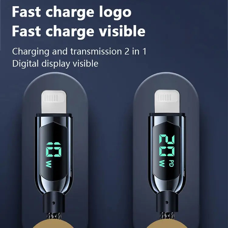 Mutural Li-CC001 1.2m PD20W Digital Display USB-C / Type-C to 8 Pin Charging Data Cable - Type-C to 8 Pin
