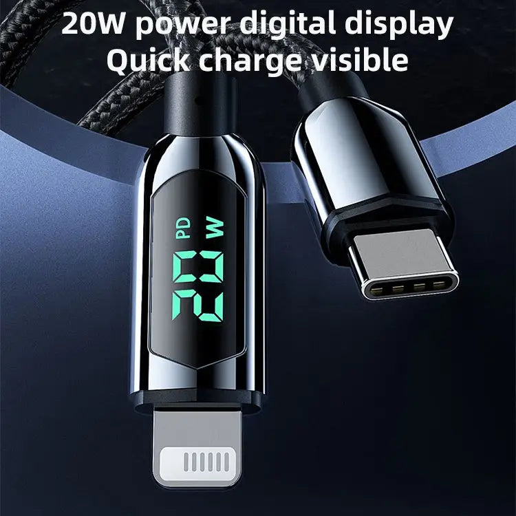 Mutural Li-CC001 1.2m PD20W Digital Display USB-C / Type-C to 8 Pin Charging Data Cable - Type-C to 8 Pin