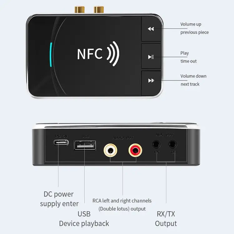 N100 NFC Desktop Bluetooth 5.0 Receiver & Transmitter Car Bluetooth Speaker Audio Adapter N100 - N100