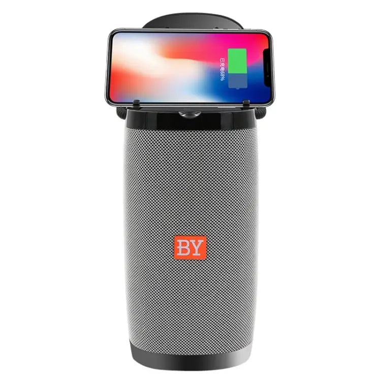 NBY 6650 Portable Multi-function Bluetooth Speaker 3D Surround Stereo Sound Support Wireless Charging - Gray - Apple