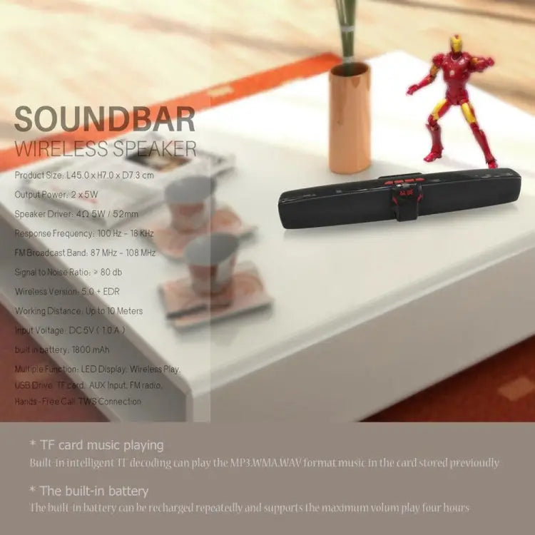New Rixing NR7017 TWS Portable 10W Stereo Surround Soundbar Bluetooth Speaker with Microphone - Apple Accessories
