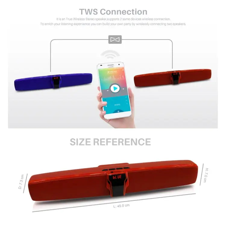 New Rixing NR7017 TWS Portable 10W Stereo Surround Soundbar Bluetooth Speaker with Microphone - Apple Accessories
