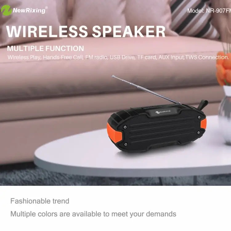New Rixing NR907 Portable Stereo Surround Soundbar Bluetooth Speaker with Microphone Support TF Card FM - Apple