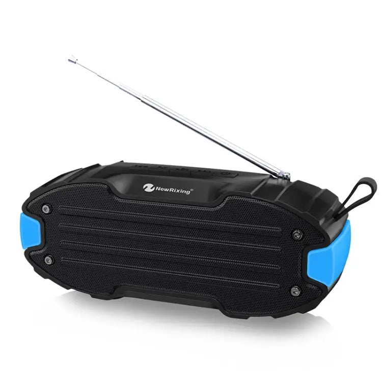 New Rixing NR907 Portable Stereo Surround Soundbar Bluetooth Speaker with Microphone Support TF Card FM - Blue - Apple