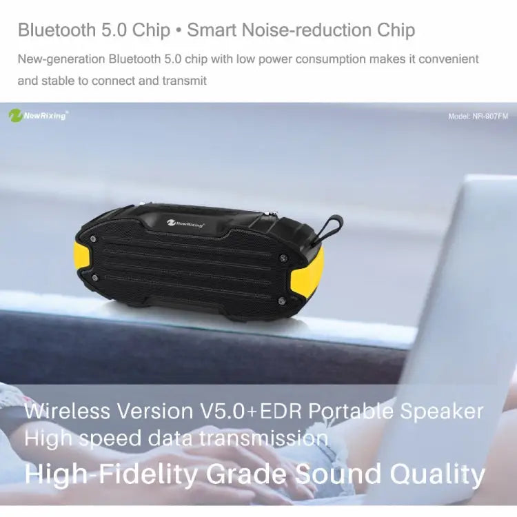 New Rixing NR907 Portable Stereo Surround Soundbar Bluetooth Speaker with Microphone Support TF Card FM - Apple