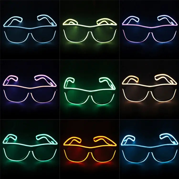 New Style LED Multi-color Fluorescent Glow Glasses EL Flashing Glasses Sound Control Type Random Color Delivery Glow