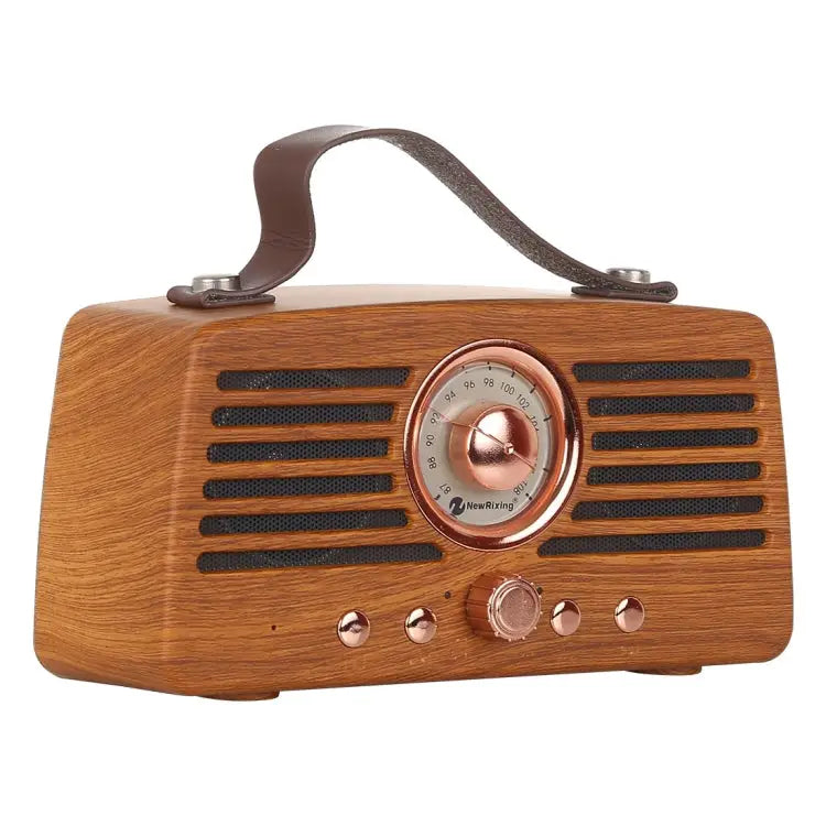 NewRixing NR-4013 Retro Manchurian Ash Texture Hand Wireless FM Speaker with Call Function Support TF Card & U Disk