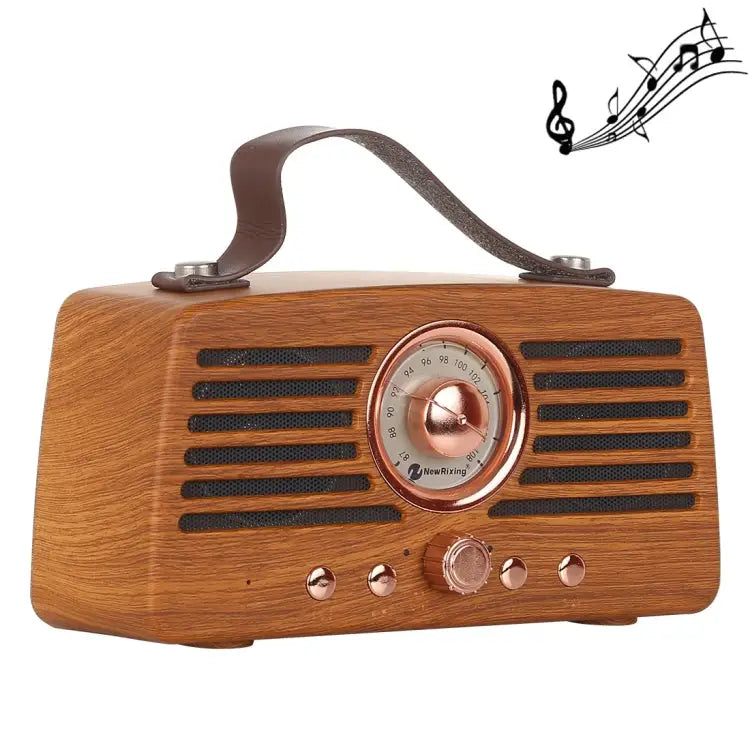 NewRixing NR-4013 Retro Manchurian Ash Texture Hand Wireless FM Speaker with Call Function Support TF Card & U Disk