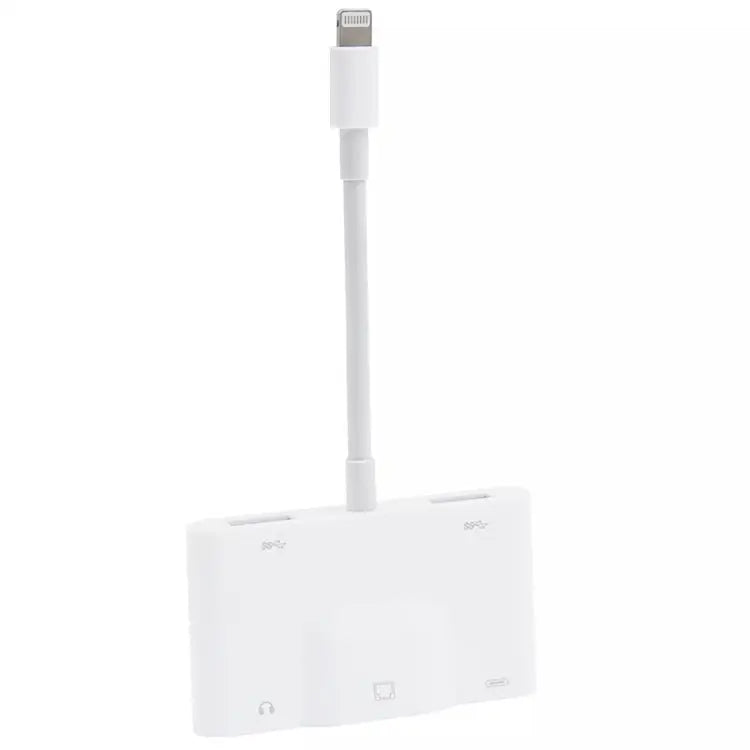 NK-1033 5 in 1 8 Pin Male to Dual USB + 3.5mm AUX + Ethernet + 8 Pin Power Female Adapter NK-1033 - NK-1033