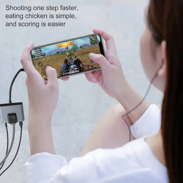 NK-1056 3 in 1 8 Pin Male to 8 Pin Charging + RJ45 Ethernet + 3.5mm Earphone Female Adapter NK-1056 - NK-1056