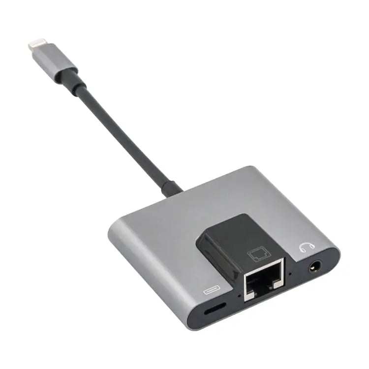 NK-1056 3 in 1 8 Pin Male to 8 Pin Charging + RJ45 Ethernet + 3.5mm Earphone Female Adapter NK-1056 - NK-1056