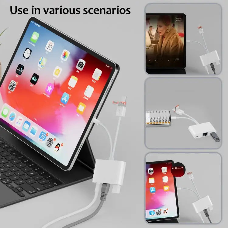 NK-107TL Pro USB-C / Type-C 8 Pin USB to 8 Pin USB RJ45 Multi-function Adapter NK-107TL Pro - NK-107TL Pro - Apple