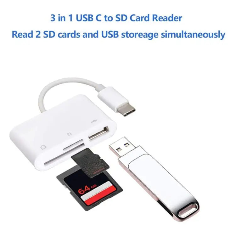 NK103TC 3 in 1 USB-C / Type-C Male to SD + TF + USB Female Camera Reader NK103TC - NK103TC