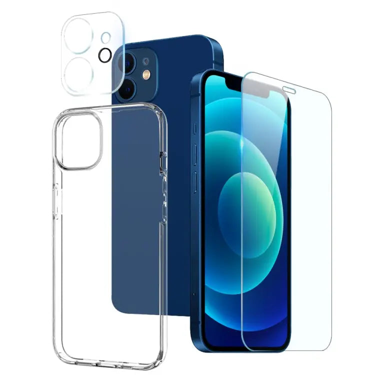 NORTHJO 3 in 1 TPU Phone Case with Screen Film and Lens Film For iPhone 12 mini - For iPhone 12 mini - Apple Accessories