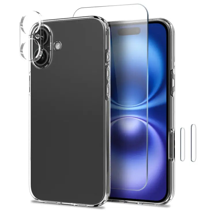 NORTHJO 4 in 1 TPU Phone Case with Screen Film and Lens Film and Camera Control Button Cover - For iPhone 16 Plus