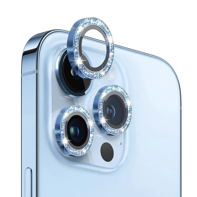 NORTHJO Camera Lens Protector Tempered Glass Bling Glitter Metal Ring Film For iPhone 13 Pro / 13 Pro Max - For iPhone