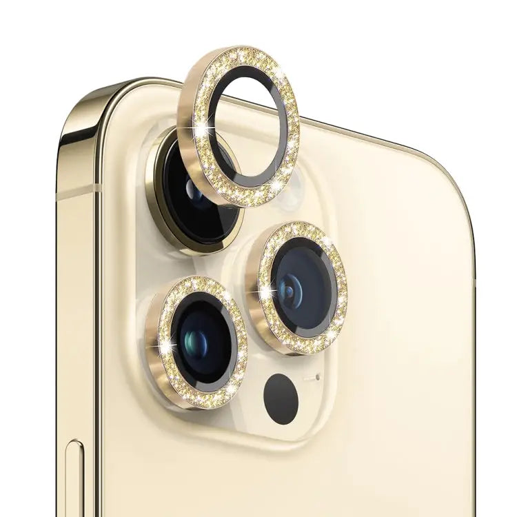NORTHJO Camera Lens Protector Tempered Glass Bling Glitter Metal Ring Film For iPhone 13 Pro / 13 Pro Max - For iPhone