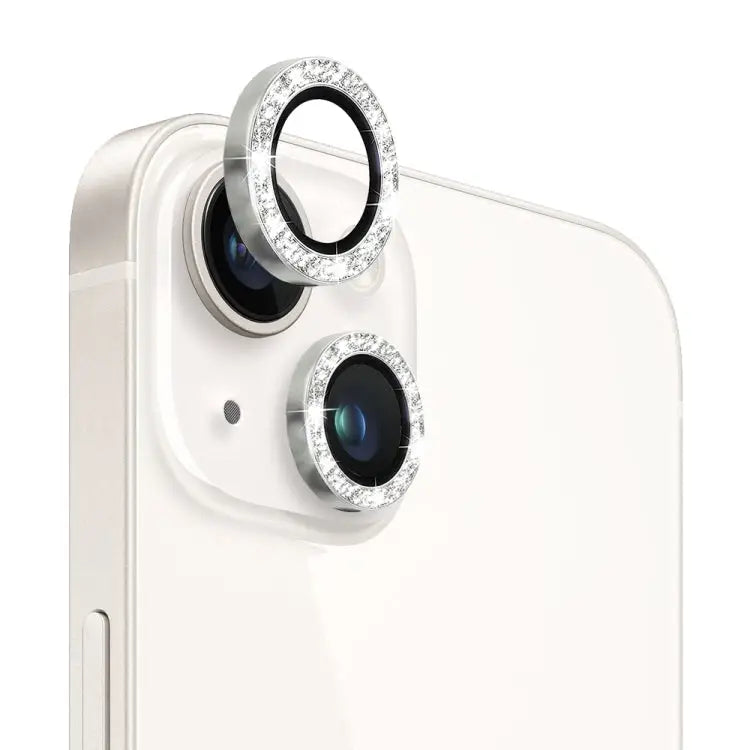 NORTHJO Camera Lens Protector Tempered Glass Bling Glitter Metal Ring Film For iPhone 14 / 14 Plus - For iPhone 14 / 14