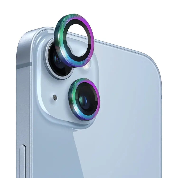 NORTHJO Camera Lens Protector Tempered Glass CD Vein Metal Ring Film For iPhone 14 / 14 Plus - For iPhone 14 / 14 Plus