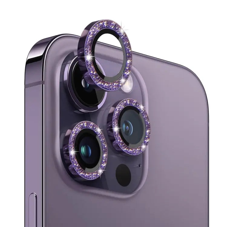NORTHJO Camera Lens Tempered Glass Bling Glitter Metal Ring Film For iPhone 14 Pro / 14 Pro Max - For iPhone 14 Pro