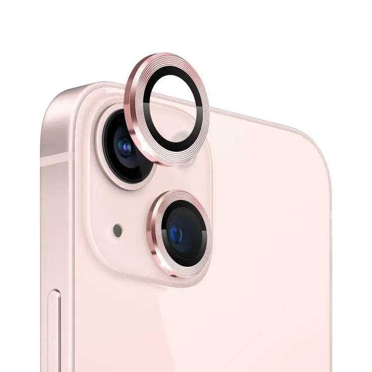 NORTHJO Camera Lens Tempered Glass CD Vein Metal Ring Film For iPhone 13 / 13 mini - For iPhone 13 / 13 mini / Pink
