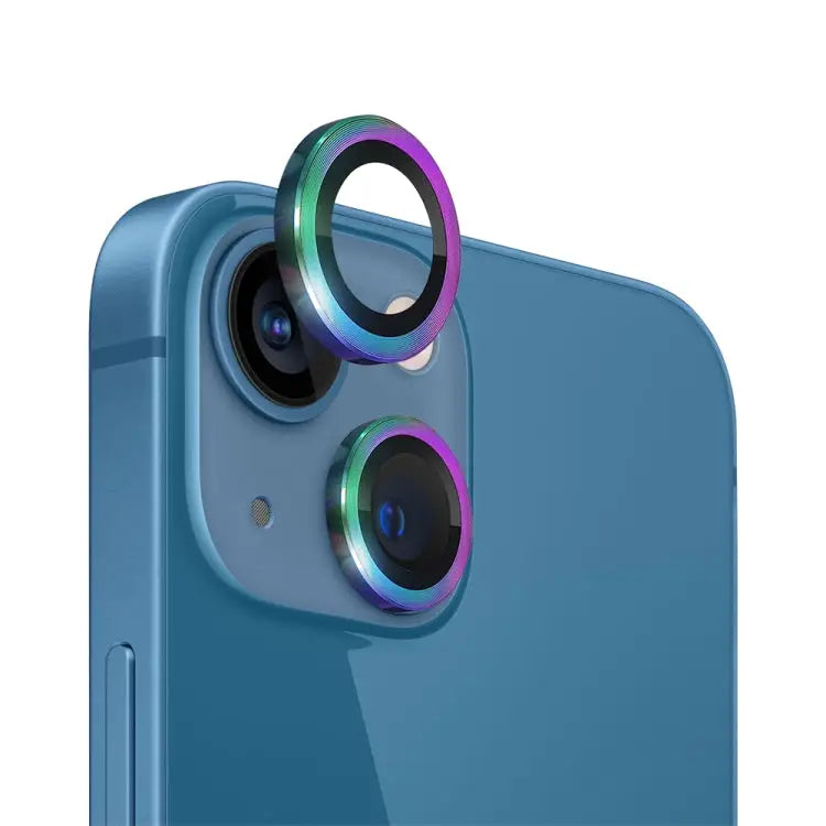 NORTHJO Camera Lens Tempered Glass CD Vein Metal Ring Film For iPhone 13 / 13 mini - For iPhone 13 / 13 mini / Colorful