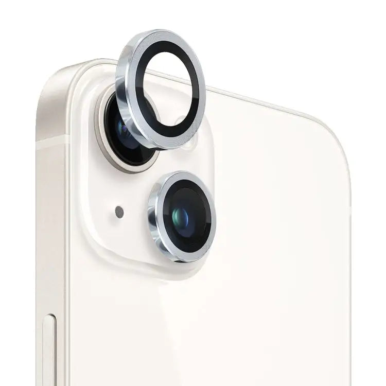 NORTHJO Camera Lens Tempered Glass CD Vein Metal Ring Film For iPhone 13 / 13 mini - For iPhone 13 / 13 mini / Silver