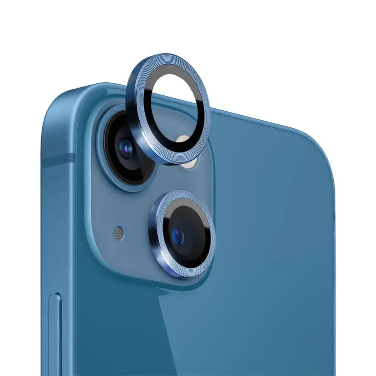 NORTHJO Camera Lens Tempered Glass CD Vein Metal Ring Film For iPhone 13 / 13 mini - For iPhone 13 / 13 mini / Blue