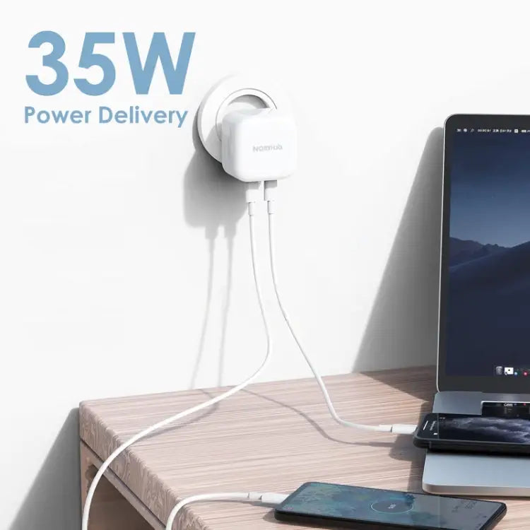 NORTHJO NOGAN3502 GaN PD PPS 35W Dual USB-C / Type-CWall Fast Charger EU Plug UK Plug - Apple Accessories