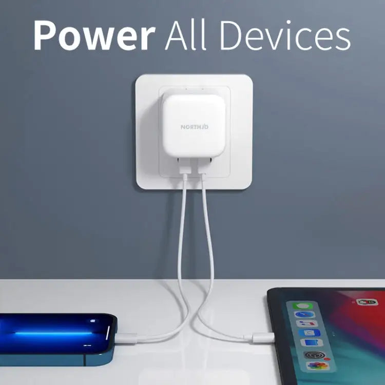 NORTHJO NOGAN3502 GaN PD PPS 35W Dual USB-C / Type-CWall Fast Charger EU Plug UK Plug - Apple Accessories