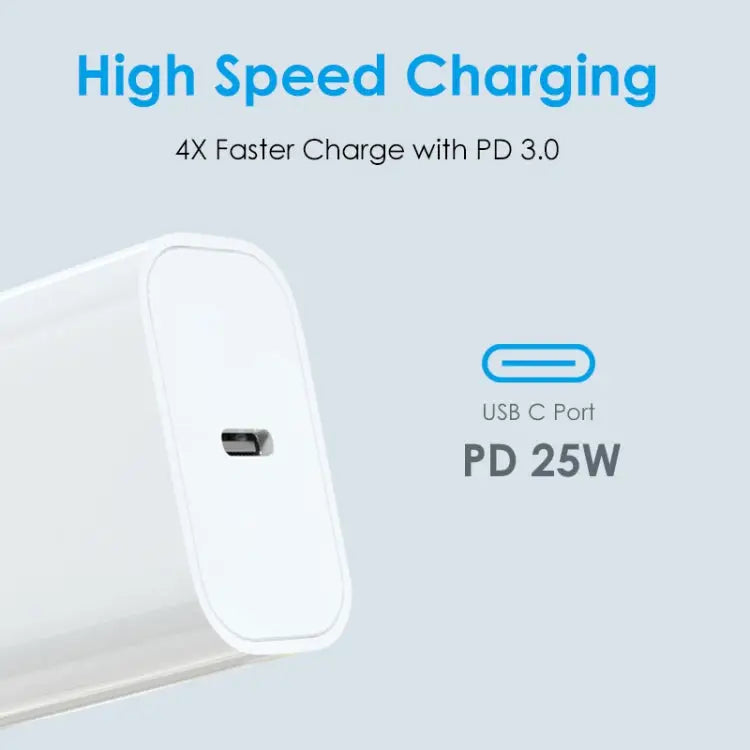 NORTHJO NOPD2501 PD 25W USB-C / Type-C Single Port Fast Charger US Plug EU Plug UK Plug AU Plug - Apple Accessories