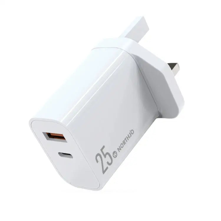 NORTHJO NOPD2502 PD 25W USB-C/Type-C + QC 3.0 USB Dual Ports Fast Charger US Plug EU Plug UK Plug AU Plug - UK Plug