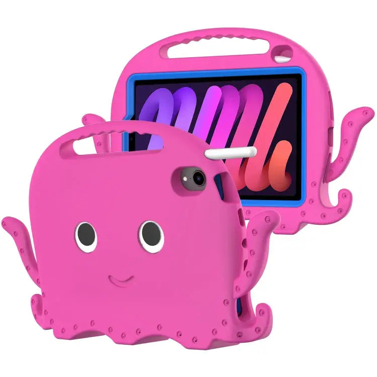 Octopus Style EVA Hybrid PC Tablet Case with Strap For iPad mini 6 / mini 2024 - For iPad mini 6 / mini 2024 / RoseRed