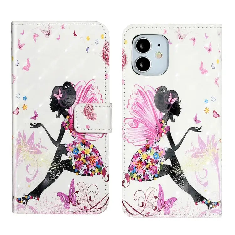 Oil Embossed 3D Drawing Leather Phone Case For iPhone 11 Pro Max For iPhone 11 - For iPhone 11 / Flower Fairy - Apple