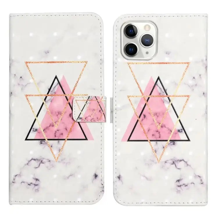 Oil Embossed 3D Drawing Leather Phone Case For iPhone 11 Pro For iPhone X / XS - For iPhone 11 Pro / Triangular Marble