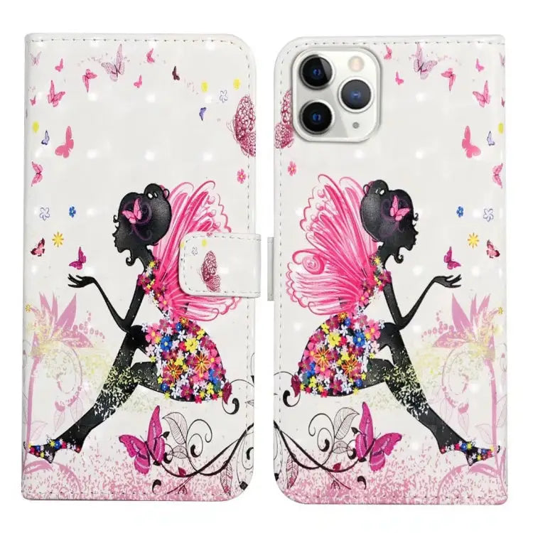 Oil Embossed 3D Drawing Leather Phone Case For iPhone 11 Pro For iPhone X / XS - For iPhone 11 Pro / Flower Fairy