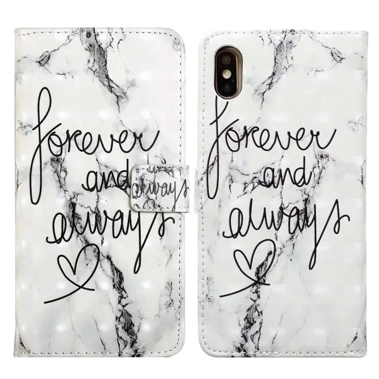 Oil Embossed 3D Drawing Leather Phone Case For iPhone 11 Pro For iPhone X / XS - For iPhone X / XS / Words Marble