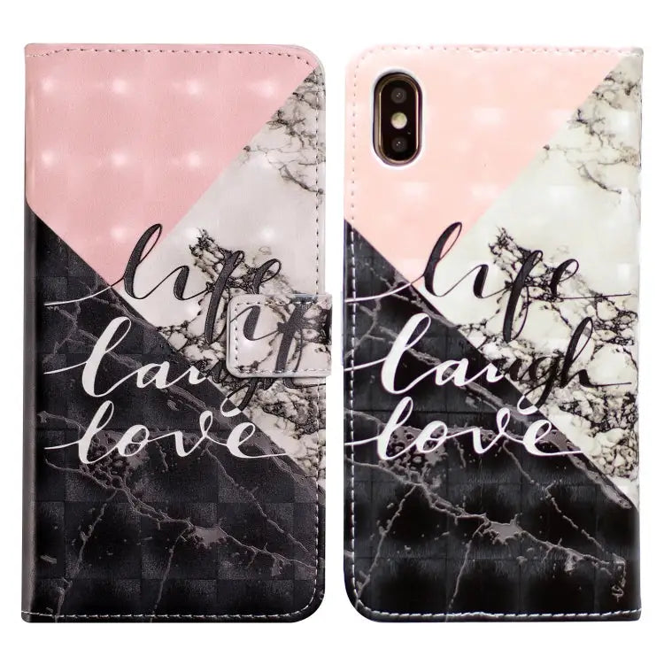 Oil Embossed 3D Drawing Leather Phone Case For iPhone 11 Pro For iPhone X / XS - For iPhone X / XS / Stitching Marble