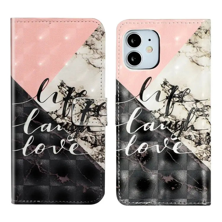 Oil Embossed 3D Drawing Leather Phone Case For iPhone 12 Pro Max For iPhone 12 mini - For iPhone 12 mini / Stitching