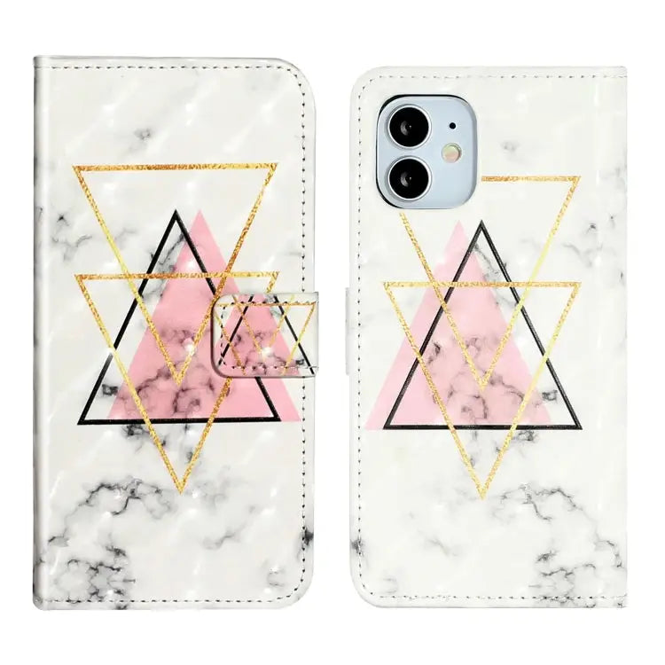 Oil Embossed 3D Drawing Leather Phone Case For iPhone 12 Pro Max For iPhone 12 mini - For iPhone 12 mini / Triangular