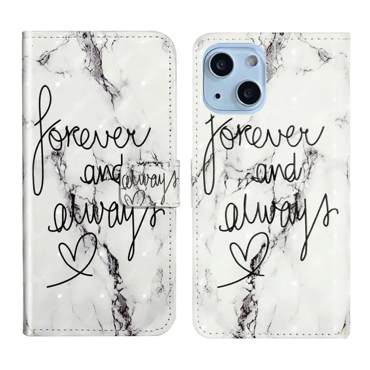 Oil Embossed 3D Drawing Leather Phone Case For iPhone 13 Pro For iPhone 13 - For iPhone 13 / Words Marble - Apple