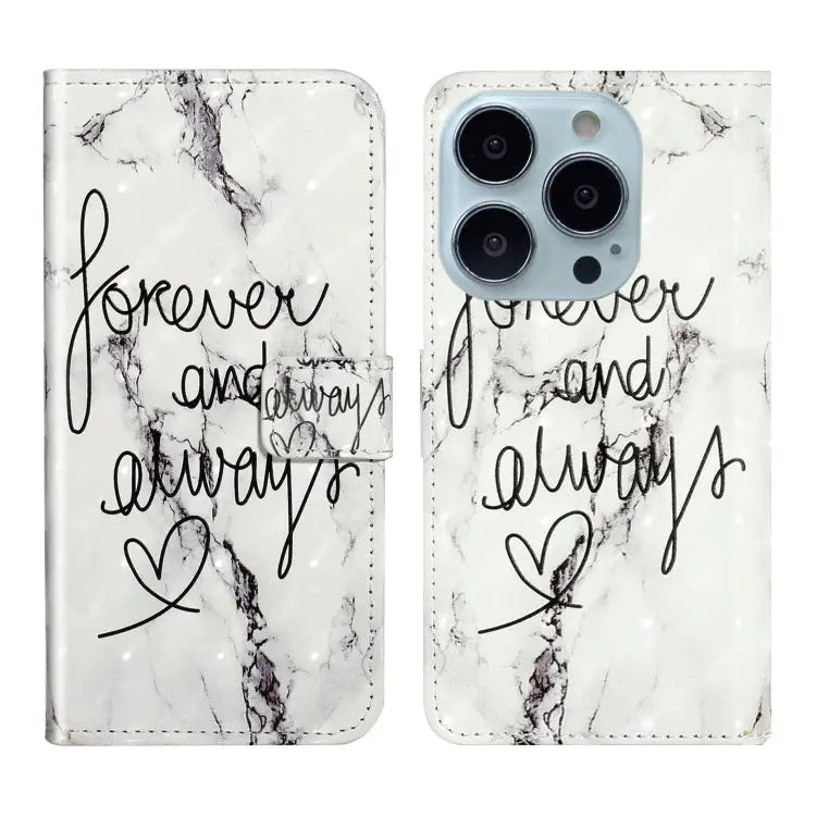 Oil Embossed 3D Drawing Leather Phone Case For iPhone 13 Pro For iPhone 13 - For iPhone 13 Pro / Words Marble - Apple